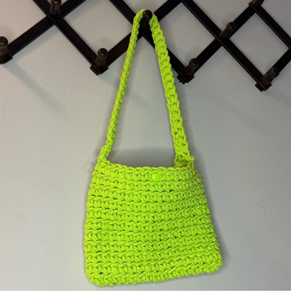 Aerie Neon Lime Crochet Shoulder Bag